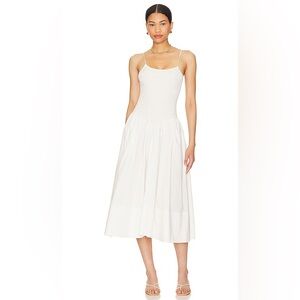 L'Academie White Poplin Midi Dress